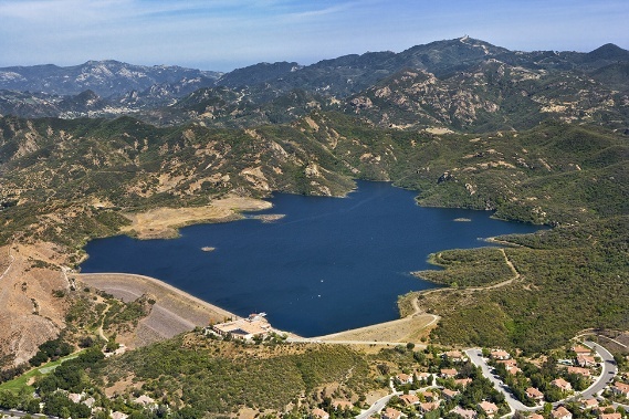 Aerial of Las Virgenes Reservoir - 2008
