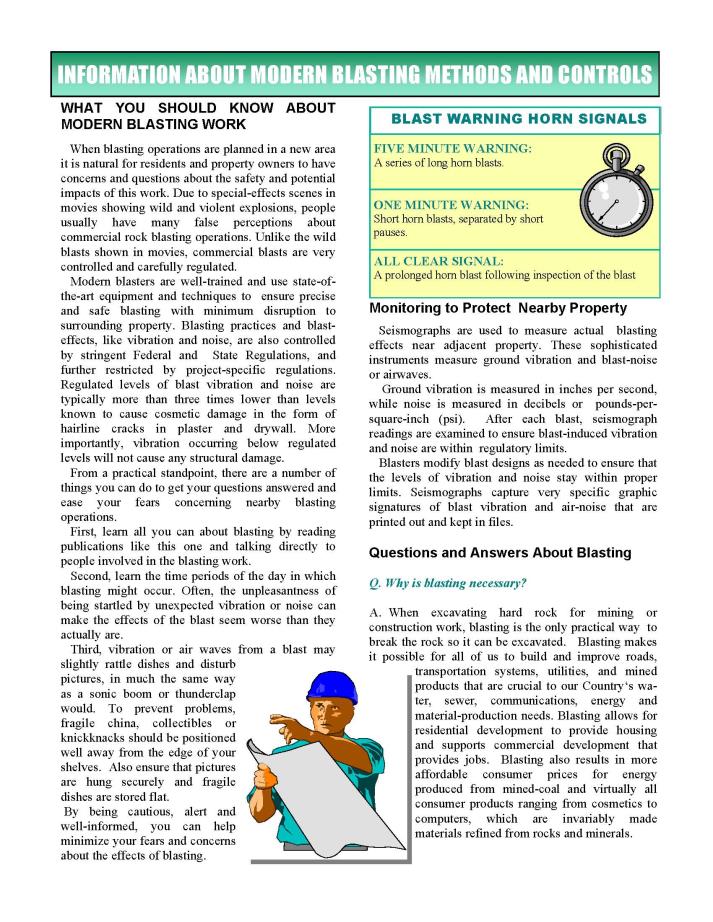 Information about Modern Blasting Methods and Controls - Click to view PDF