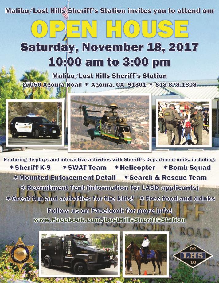 Malibu/Lost Hills Sheriff Station Open House 2017 - flyer with detailed information about the event
